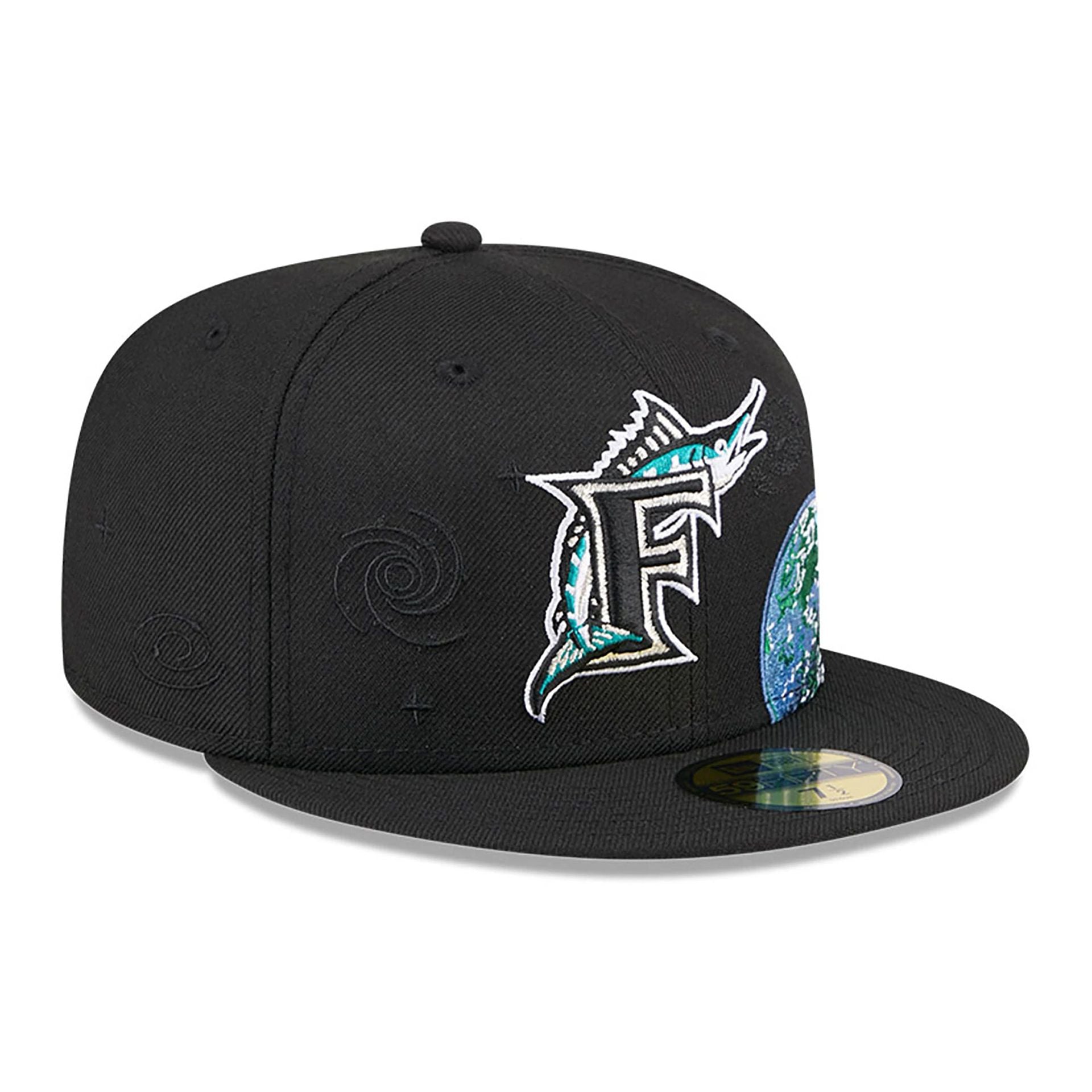 This is a Miami Marlins Global Black 59FIFTY Fitted Cap 4