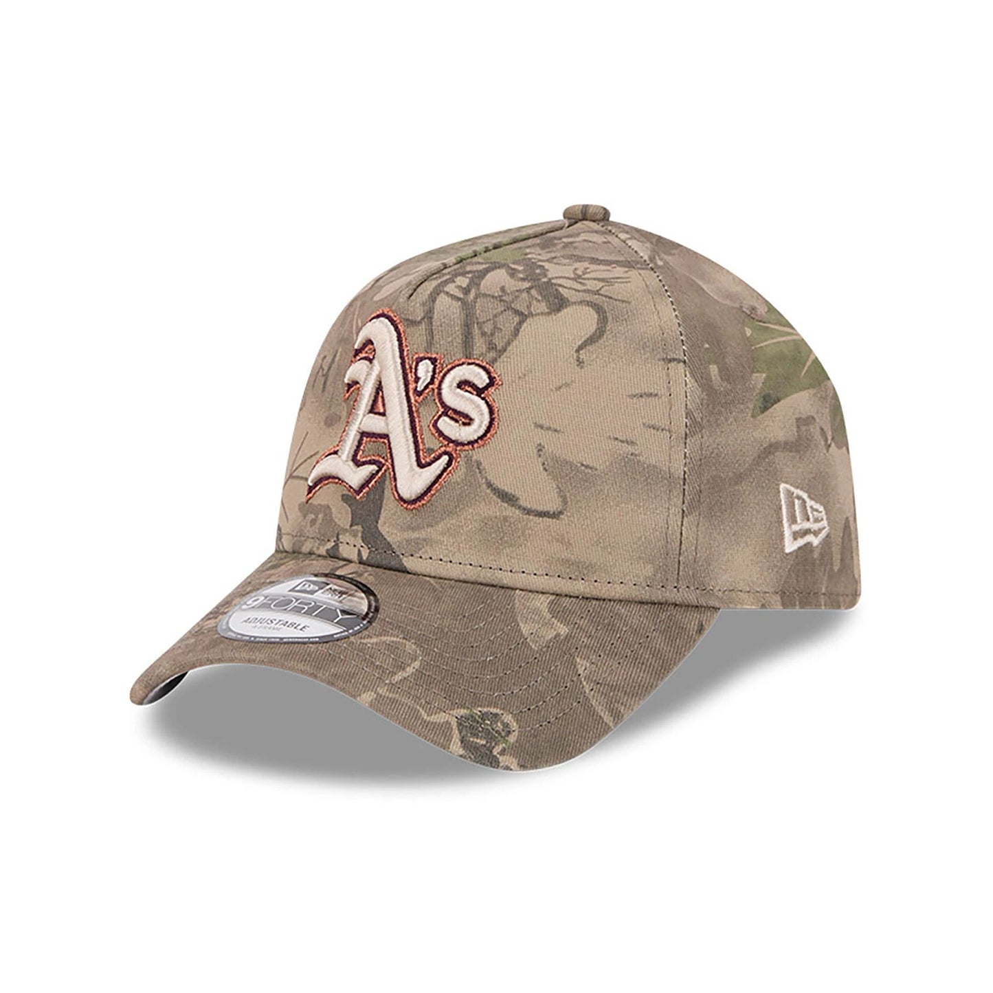 This is a Oakland Athletics Leaf Camo assorted print 9FORTY A-Frame Adjustable Cap 1