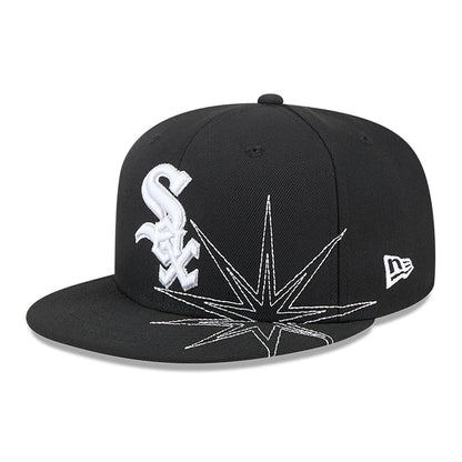 This is a Chicago White Sox Solar Stars Black 59FIFTY Fitted Cap 1