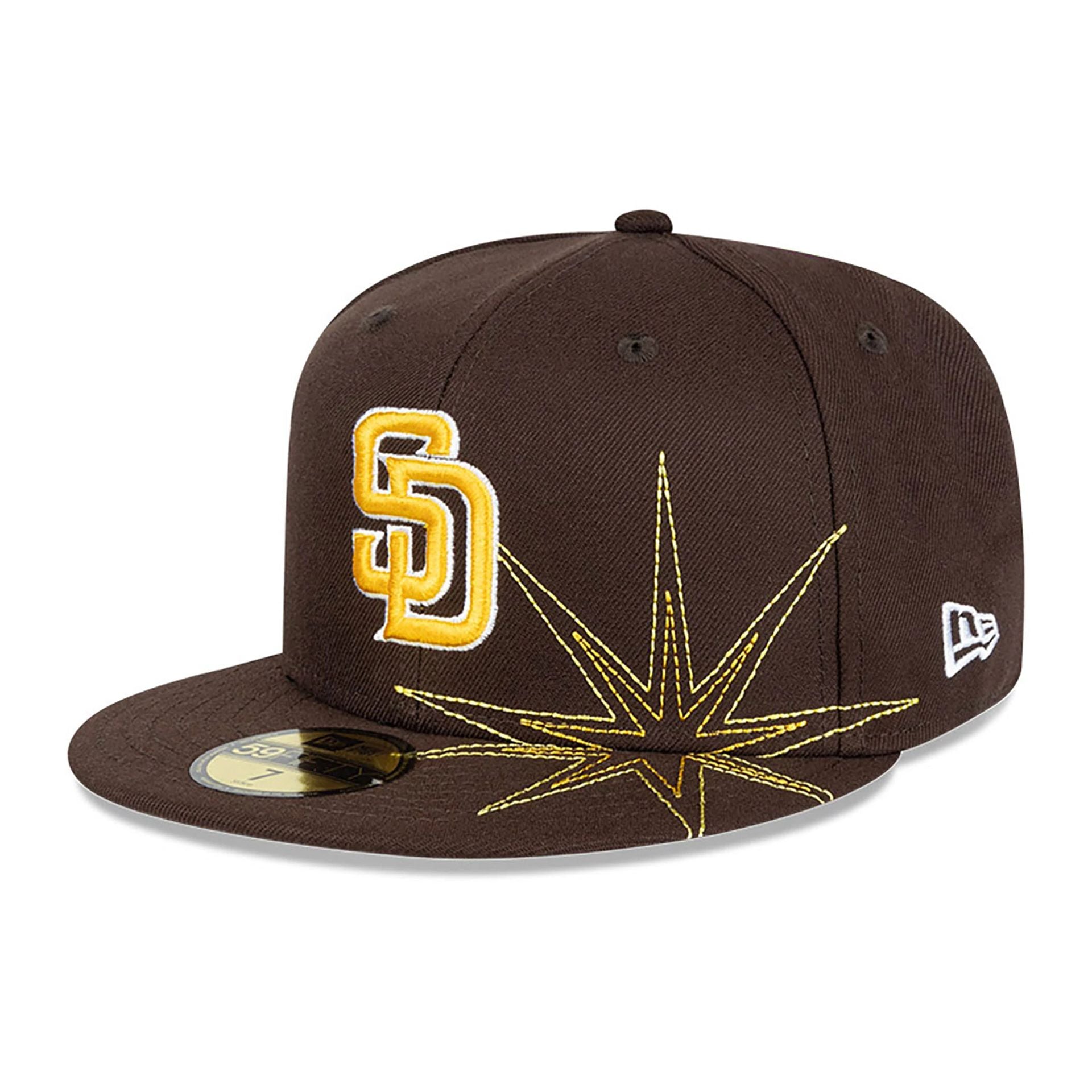 This is a San Diego Padres Solar Stars Dark Brown 59FIFTY Fitted Cap 1