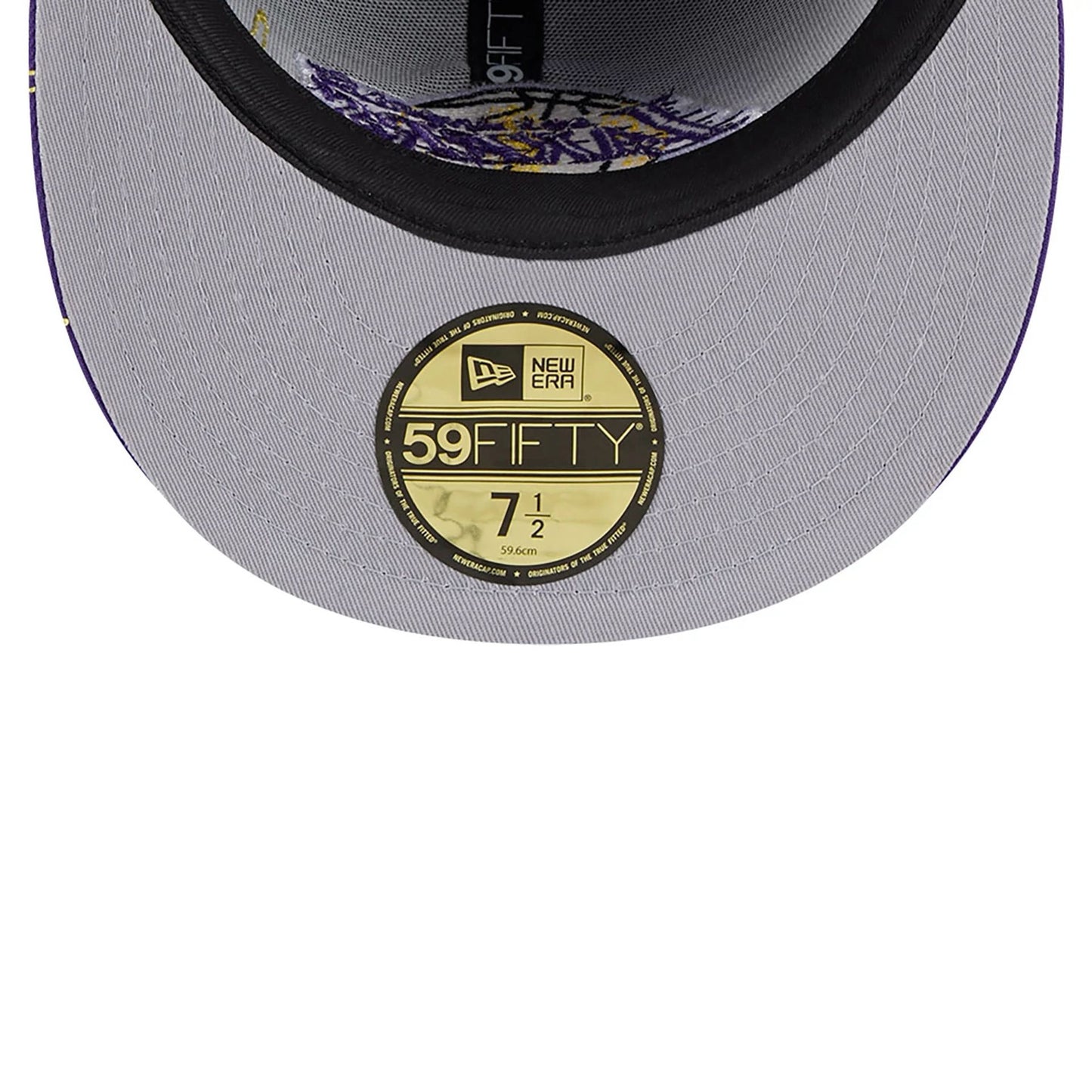 This is a LA Lakers Solar Stars Purple 59FIFTY Fitted Cap 2