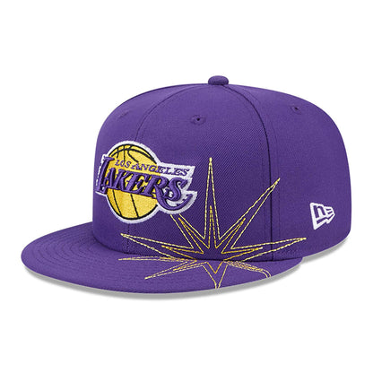 This is a LA Lakers Solar Stars Purple 59FIFTY Fitted Cap 1