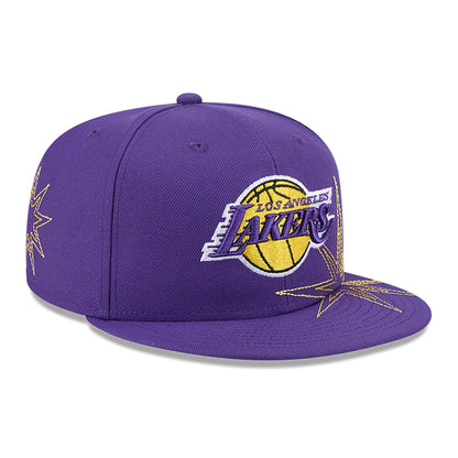 This is a LA Lakers Solar Stars Purple 59FIFTY Fitted Cap 4