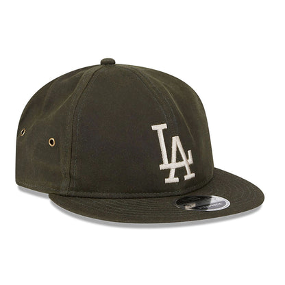 This is a LA Dodgers Waxed Canvas Dark Green Retro Crown 9FIFTY Strapback Cap 3