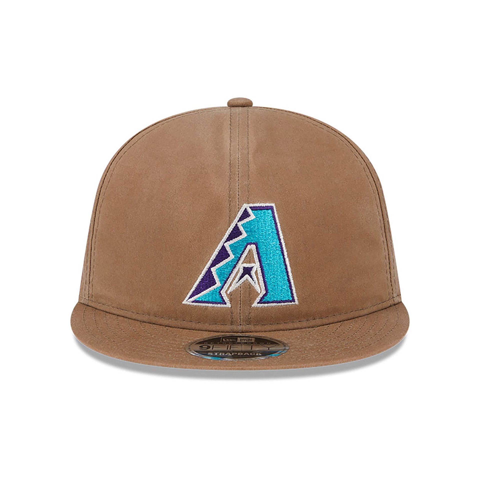 This is a Arizona Diamondbacks Waxed Canvas Beige Retro Crown 9FIFTY Strapback Cap 2