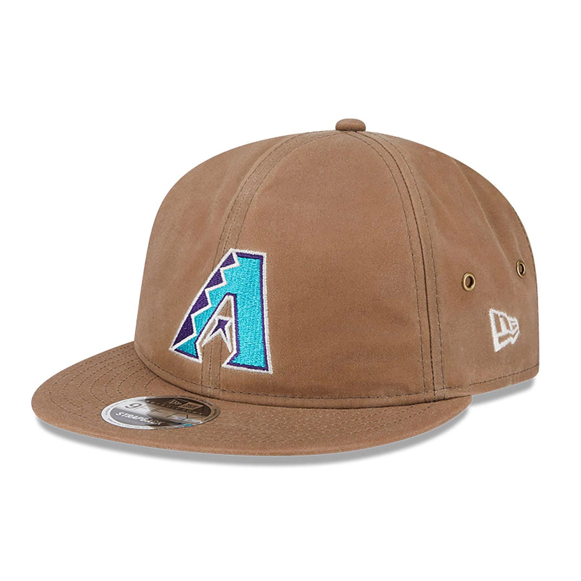 This is a Arizona Diamondbacks Waxed Canvas Beige Retro Crown 9FIFTY Strapback Cap 1