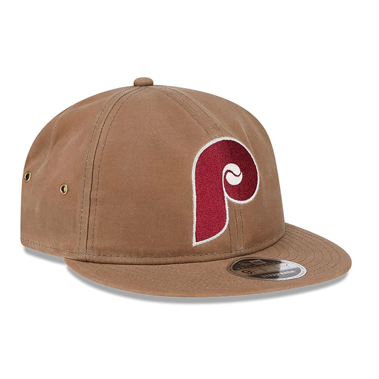 This is a Philadelphia Phillies Waxed Canvas Beige Retro Crown 9FIFTY Strapback Cap 3