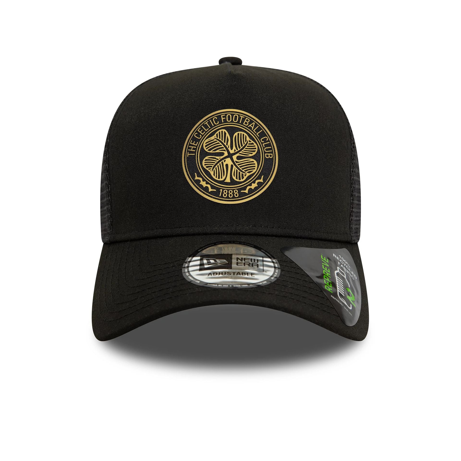 This is a Celtic FC Repreve Black 9FORTY E-Frame Adjustable Trucker Cap 2