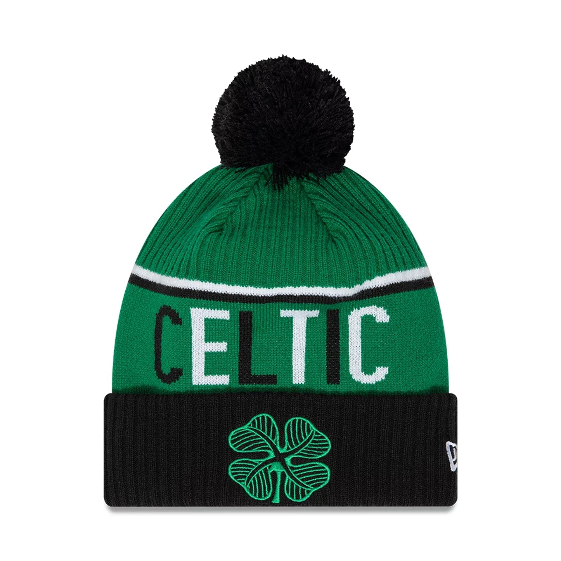 This is a Celtic FC Sport Green Bobble Knit Beanie Hat 1