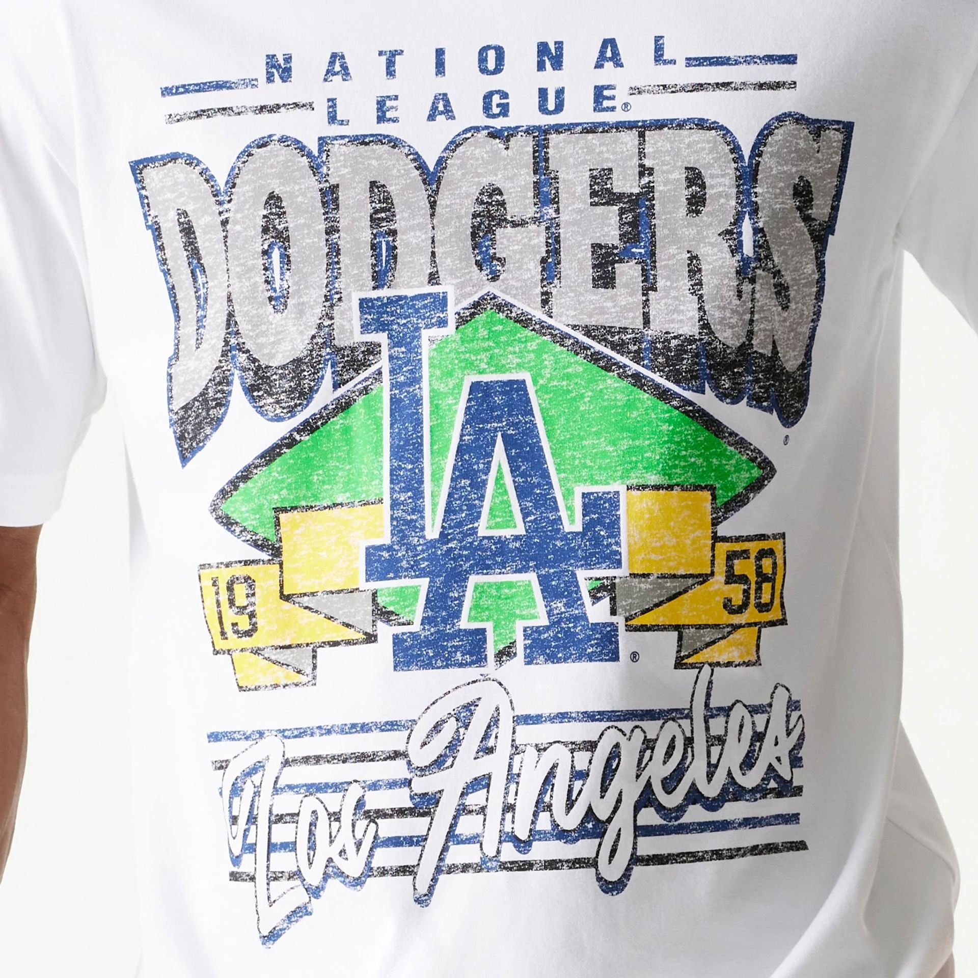 The Male model is wearing LA Dodgers Sport Classic White T-Shirt 3