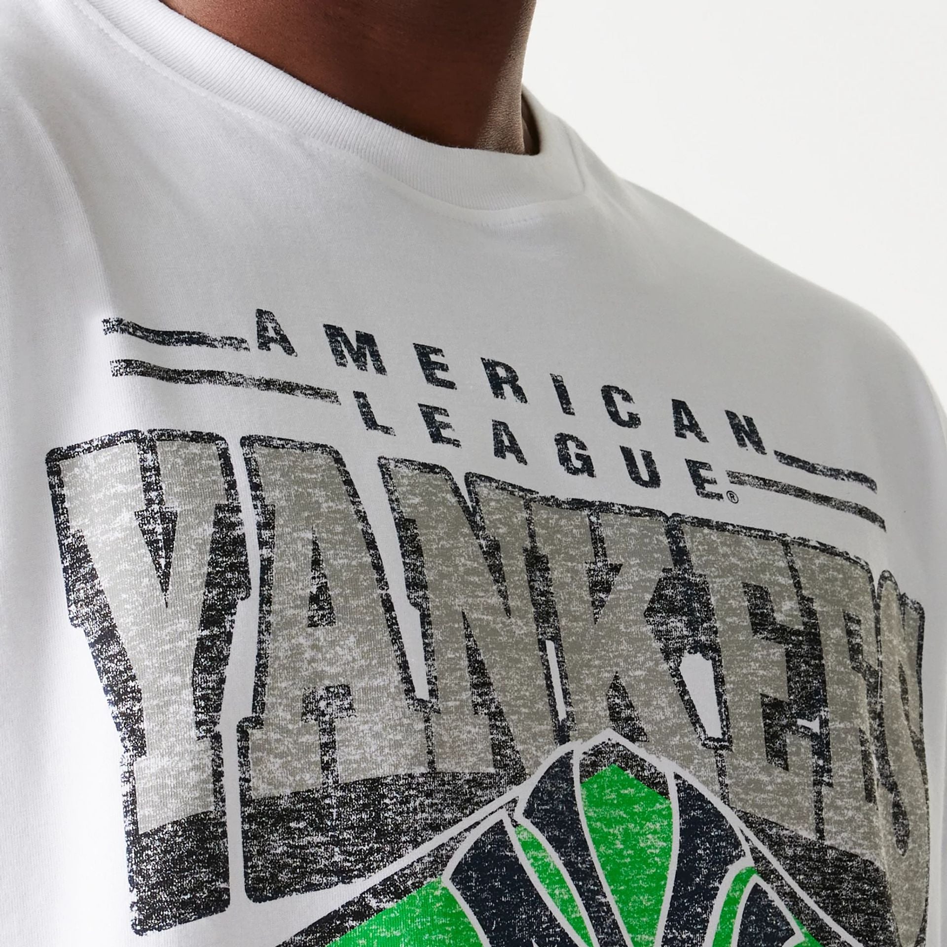 The Male model is wearing New York Yankees Sport Classic White T-Shirt 6