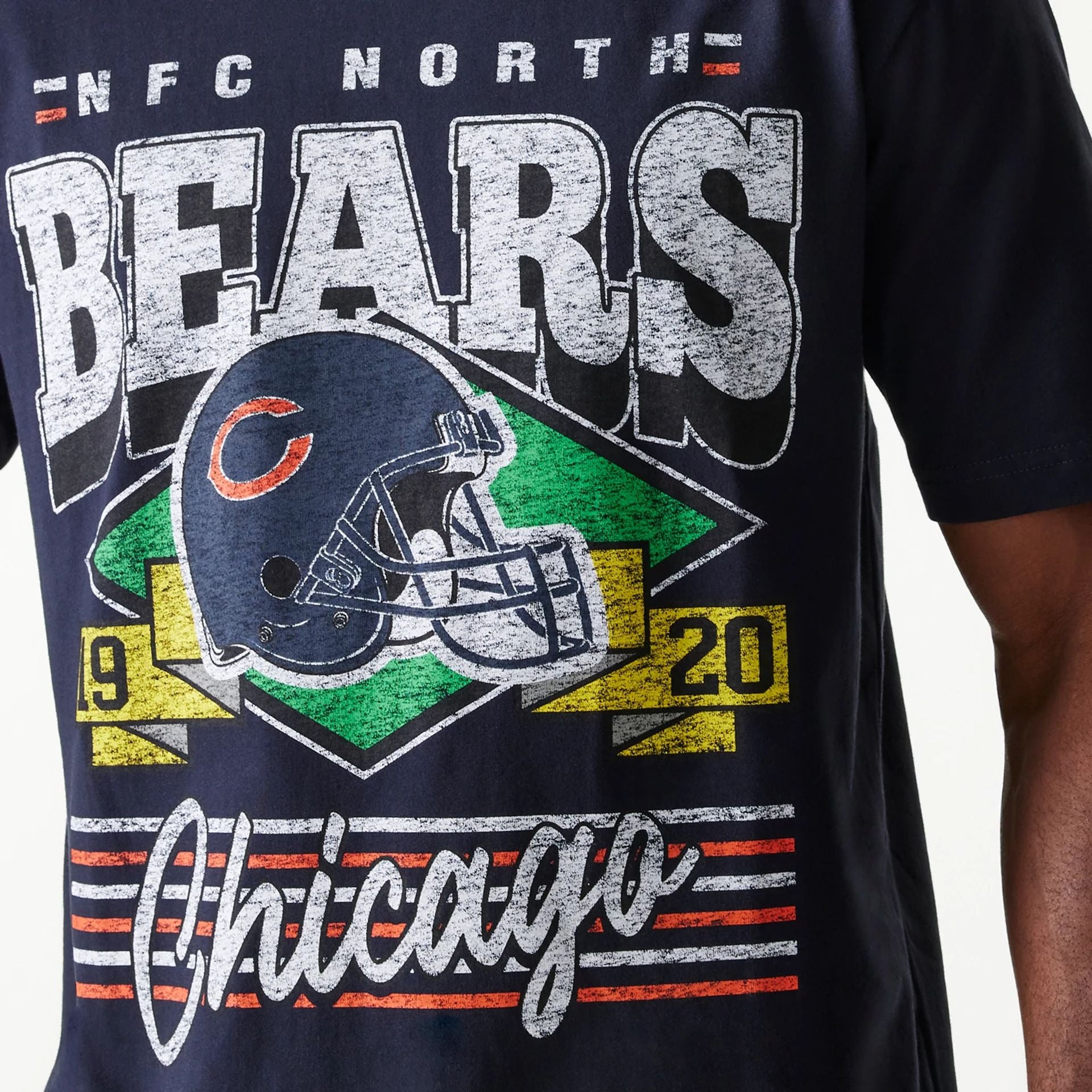 The Male model is wearing Chicago Bears Sport Classic Navy T-Shirt 4