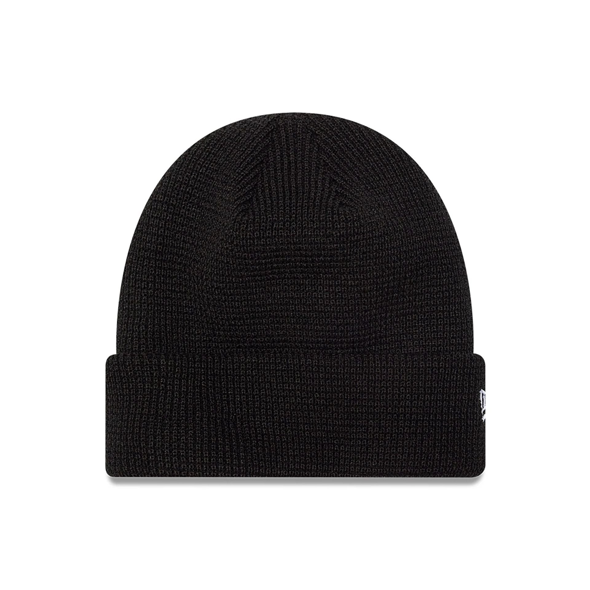 This is a New Era Waffle Knit Black Beanie Hat 1