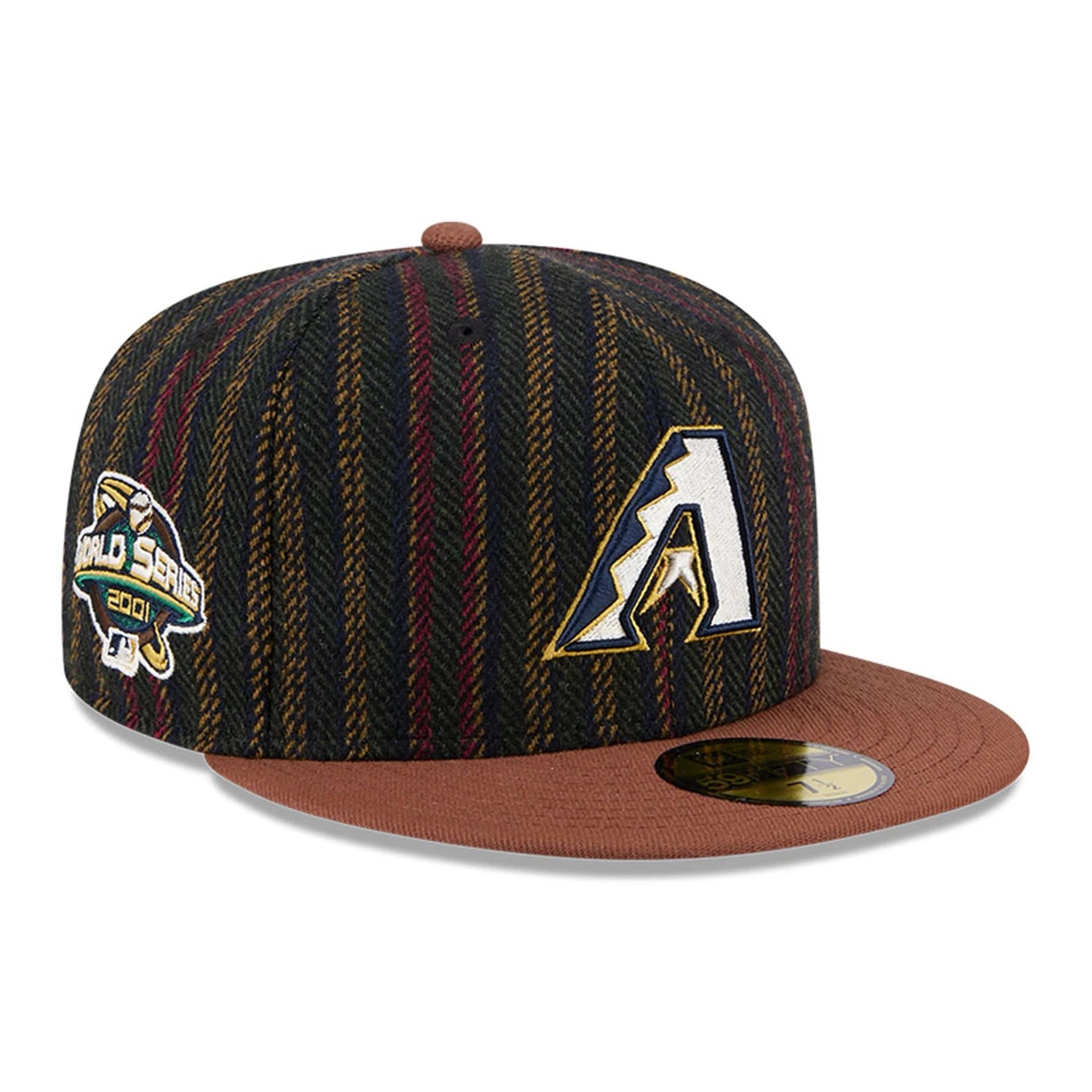 This is a Arizona Diamondbacks Vintage Herringbone Dark Brown 59FIFTY Fitted Cap 1