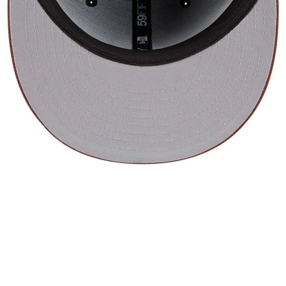 This is a LA Dodgers Vintage Herringbone Dark Brown 59FIFTY Fitted Cap 2