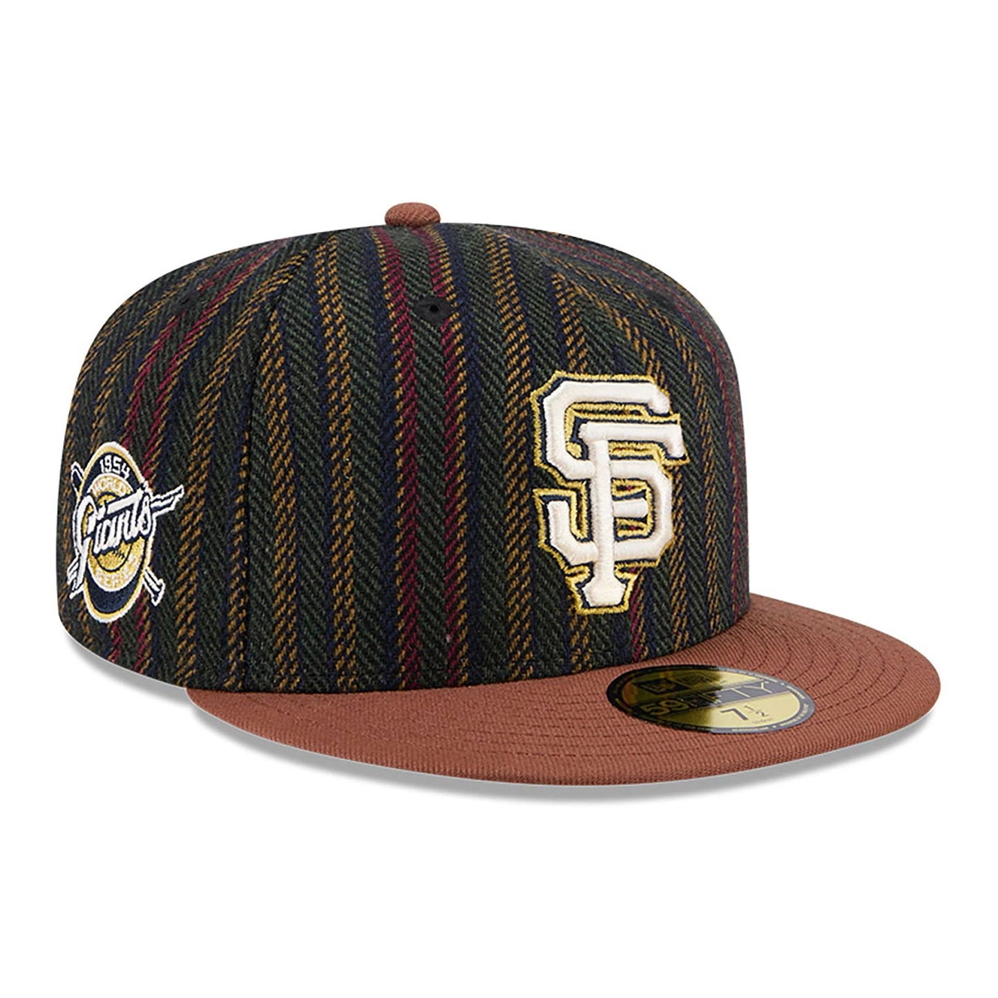 This is a San Francisco Giants Vintage Herringbone Dark Brown 59FIFTY Fitted Cap 1