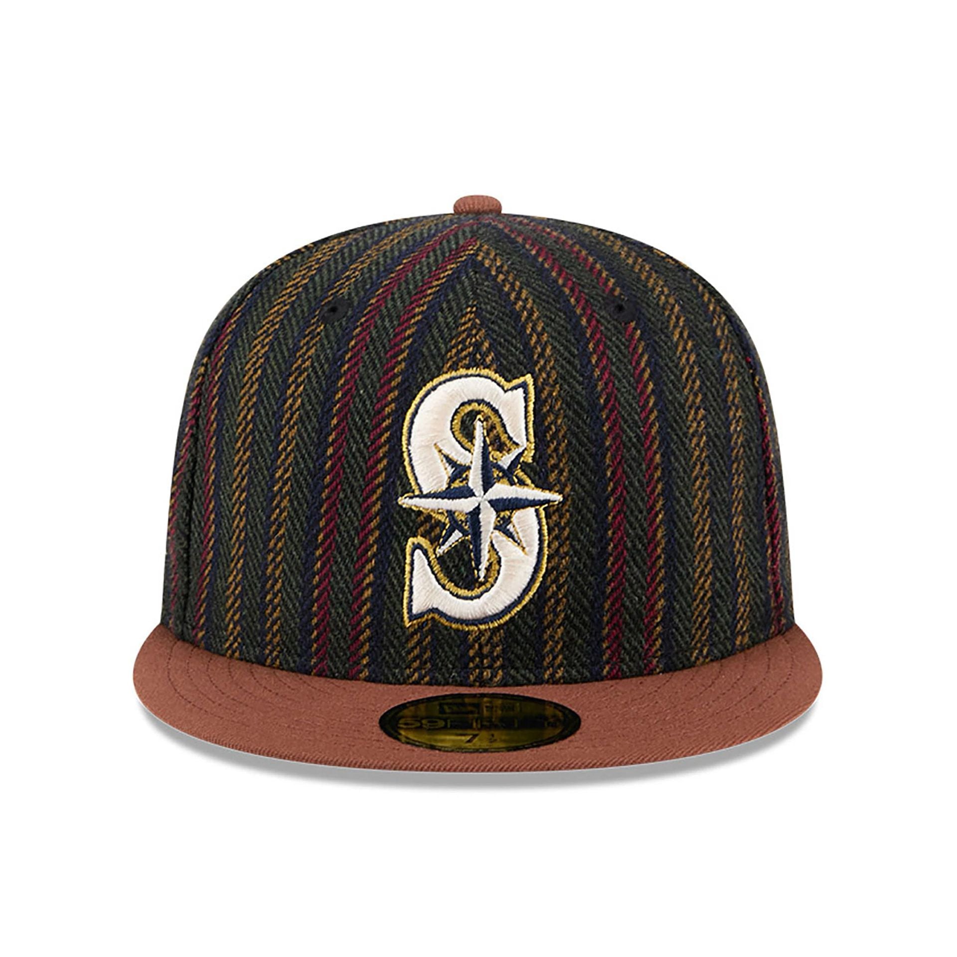 This is a Seattle Mariners Vintage Herringbone Dark Brown 59FIFTY Fitted Cap 3