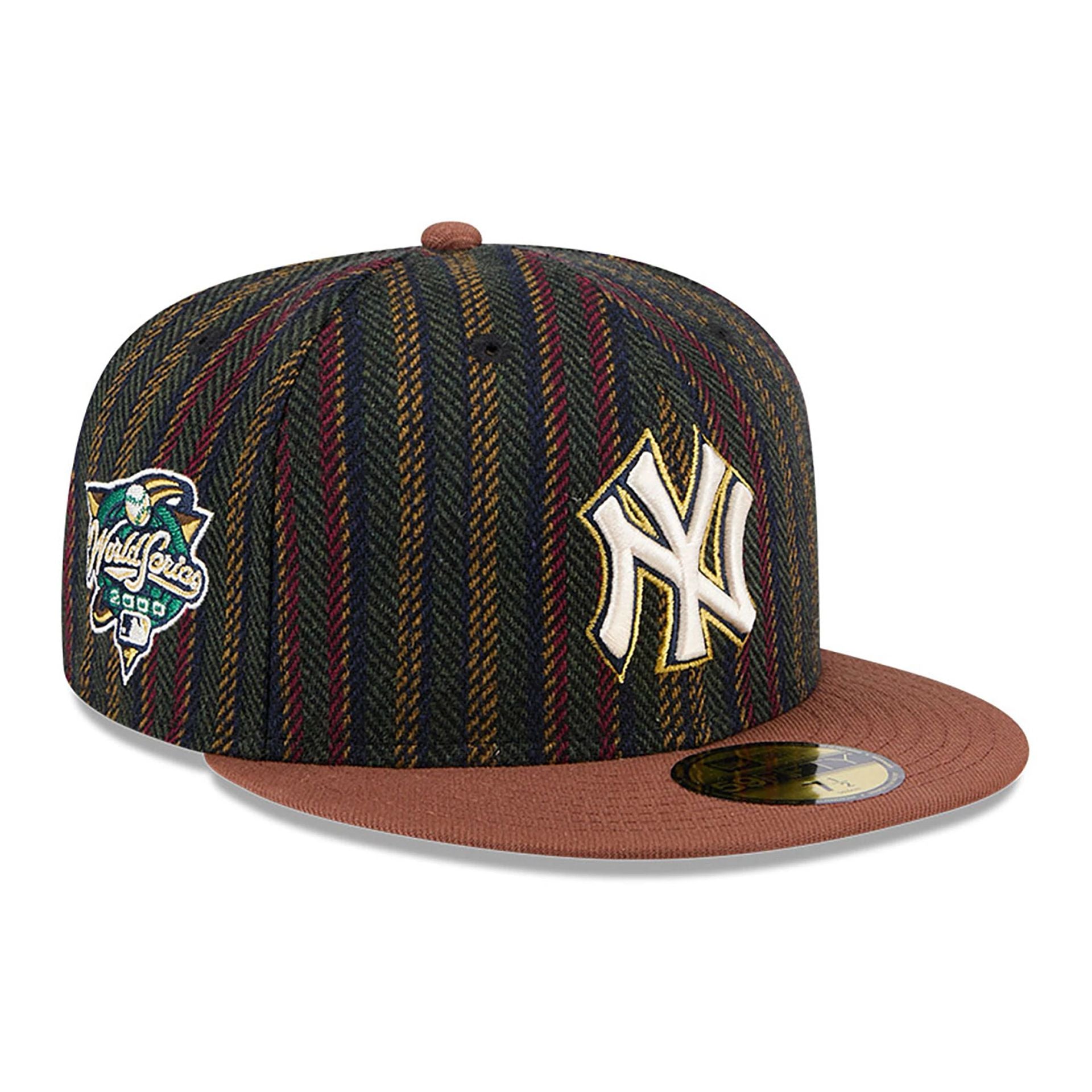 This is a New York Yankees Vintage Herringbone Dark Brown 59FIFTY Fitted Cap 1