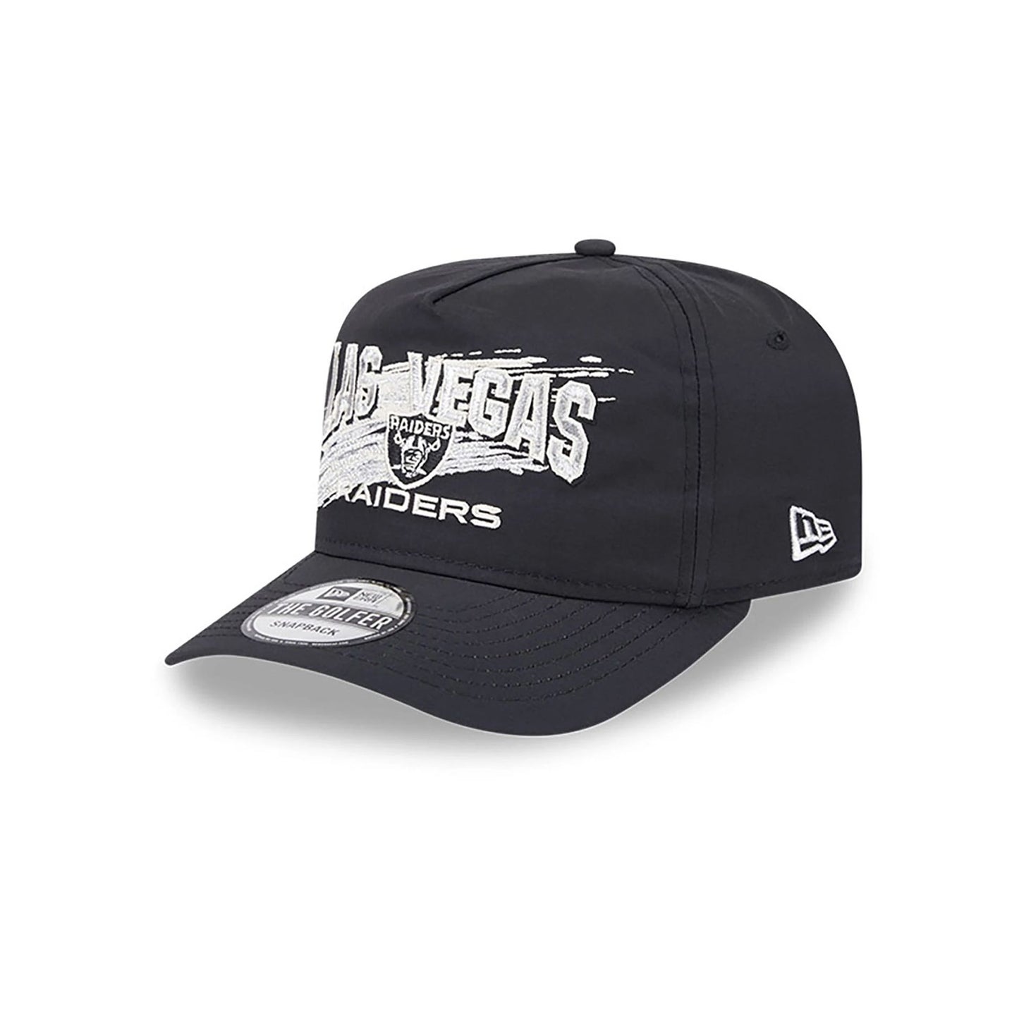 This is a Las Vegas Raiders Throwback Brush Black Golfer Clipback Adjustable Cap 1