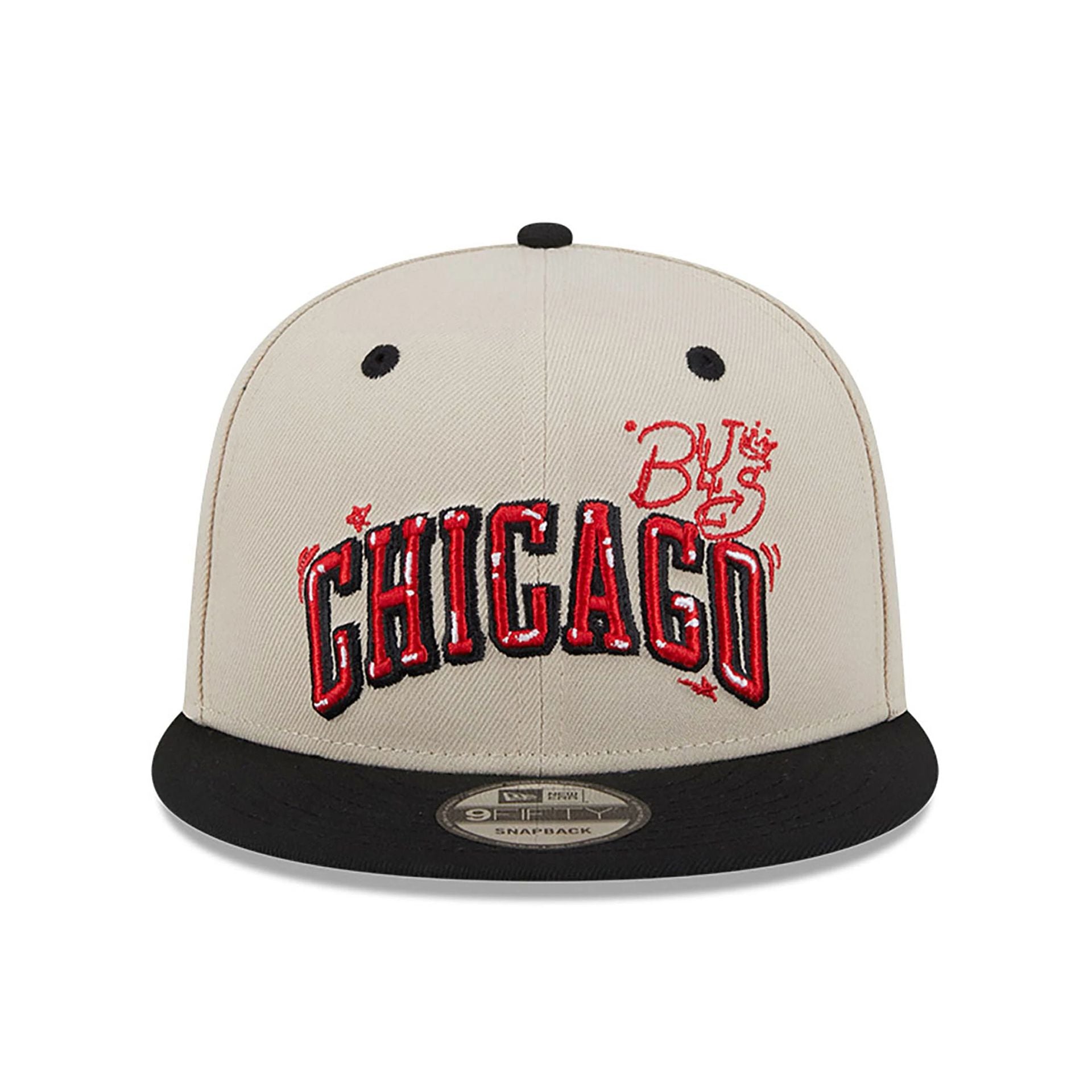 This is a Chicago Bulls Team Art Beige 9FIFTY Snapback Cap 3