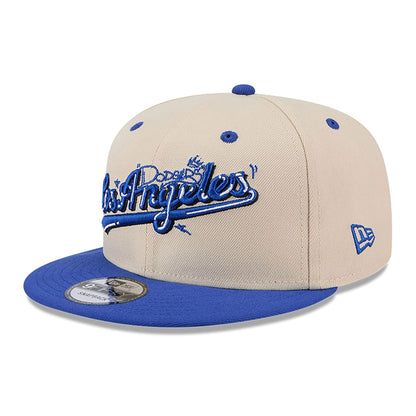 This is a LA Dodgers Team Art Beige 9FIFTY Snapback Adjustable Cap 1