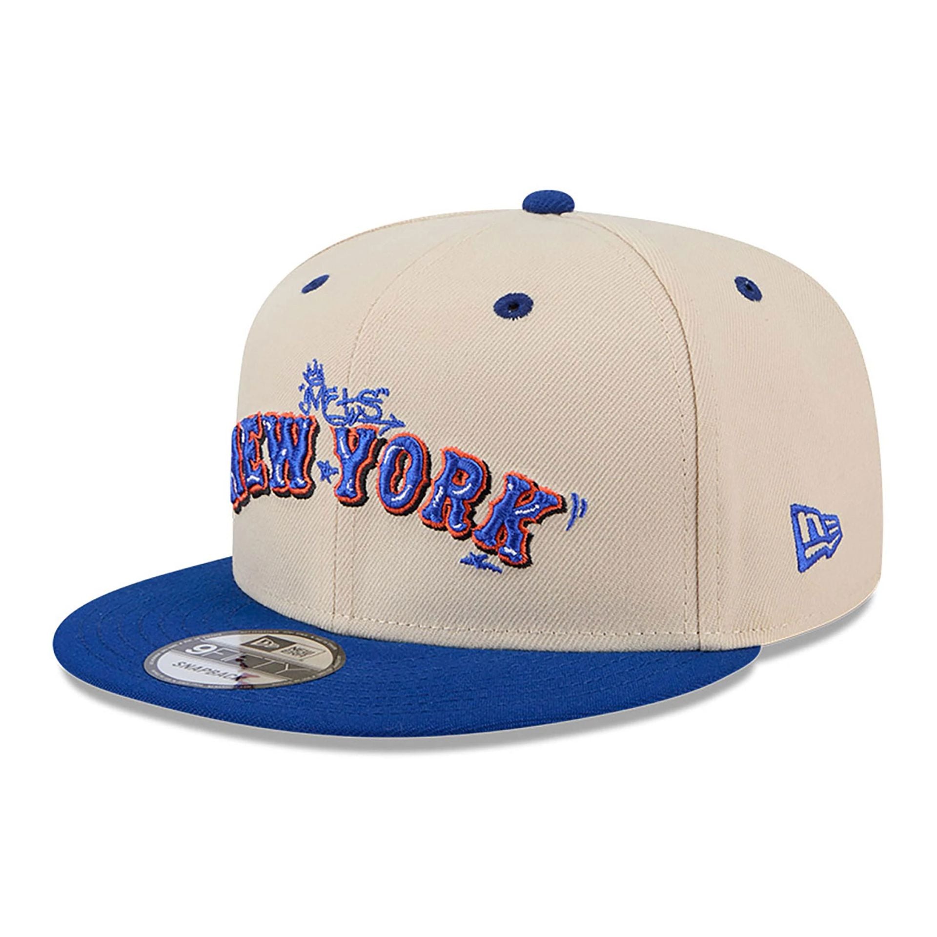 This is a New York Mets Team Art Beige 9FIFTY Snapback Cap 1