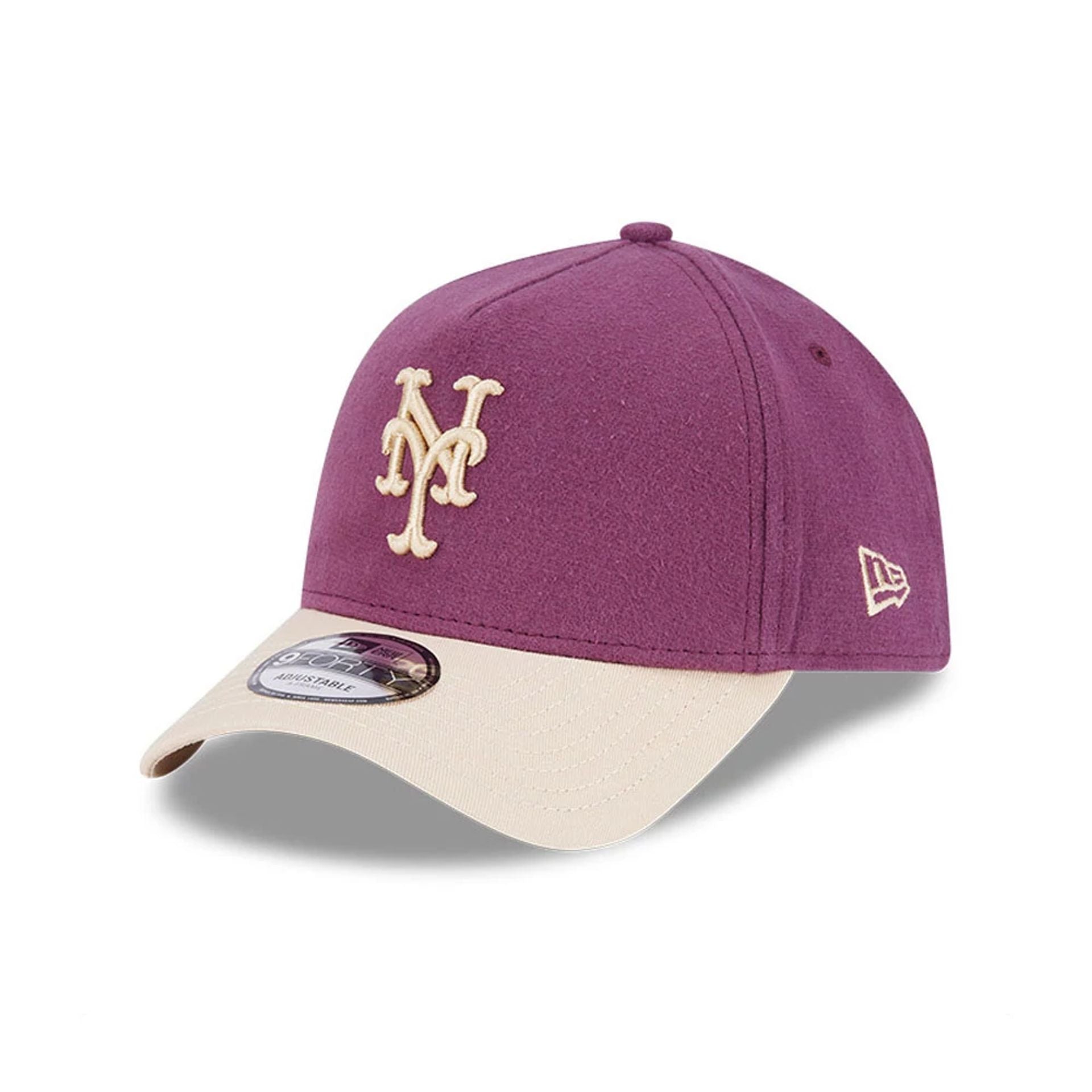 This is a New York Mets Moleskin Crown Dark Purple 9FORTY A-Frame Adjustable Cap 1