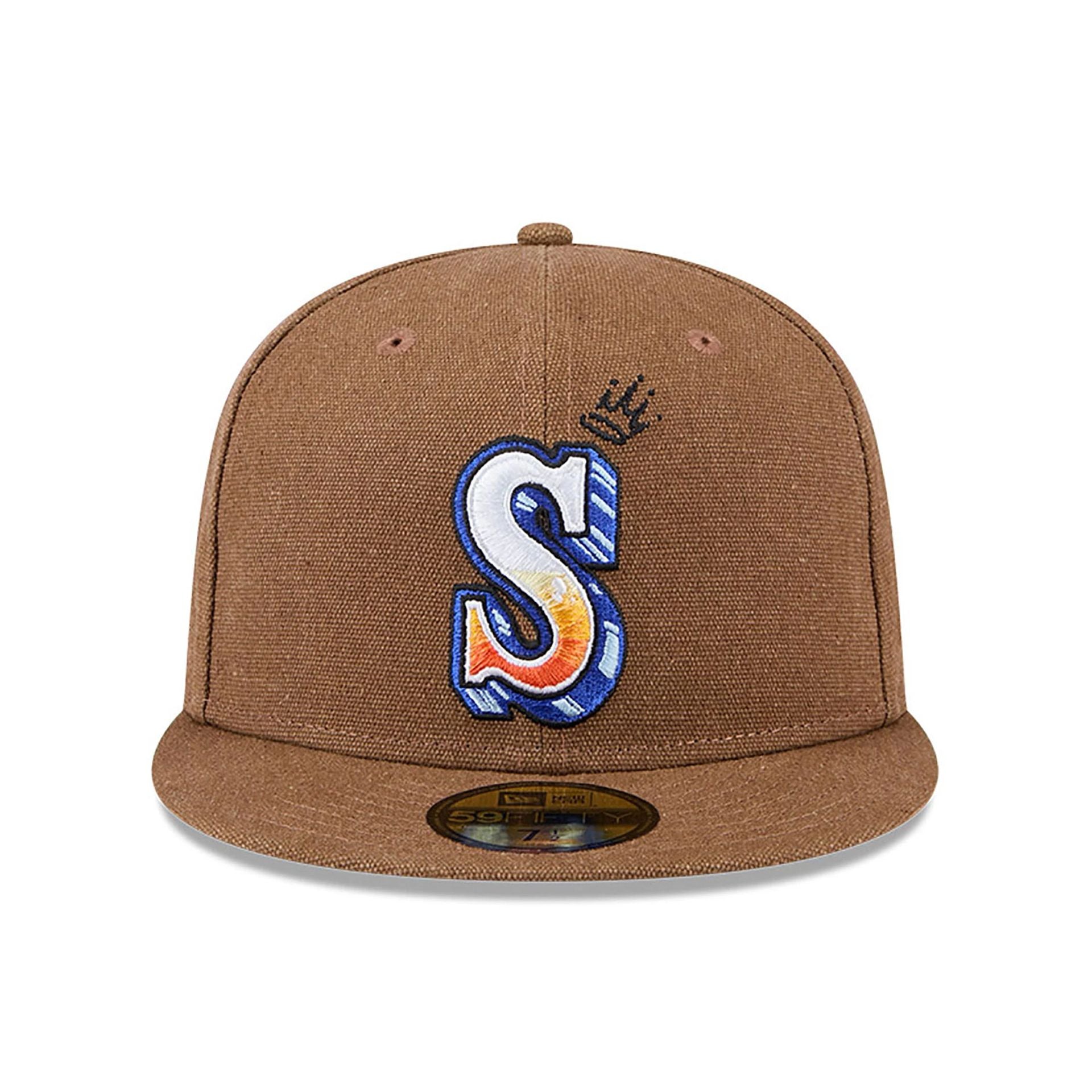 This is a Seattle Mariners Logo Scribble Dark Brown 59FIFTY Fitted Cap 3