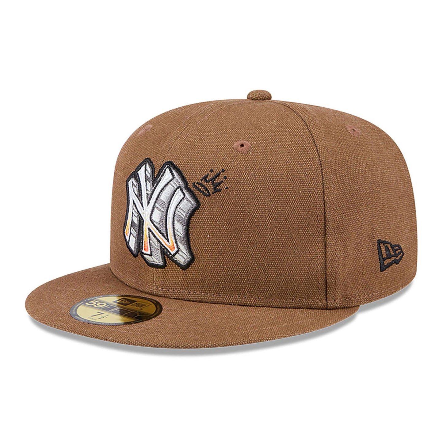 This is a New York Yankees Logo Scribble Dark Brown 59FIFTY Fitted Cap 1