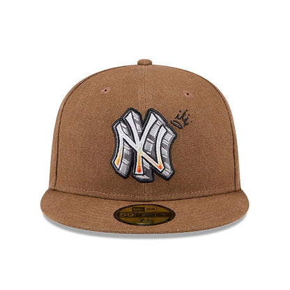 This is a New York Yankees Logo Scribble Dark Brown 59FIFTY Fitted Cap 3