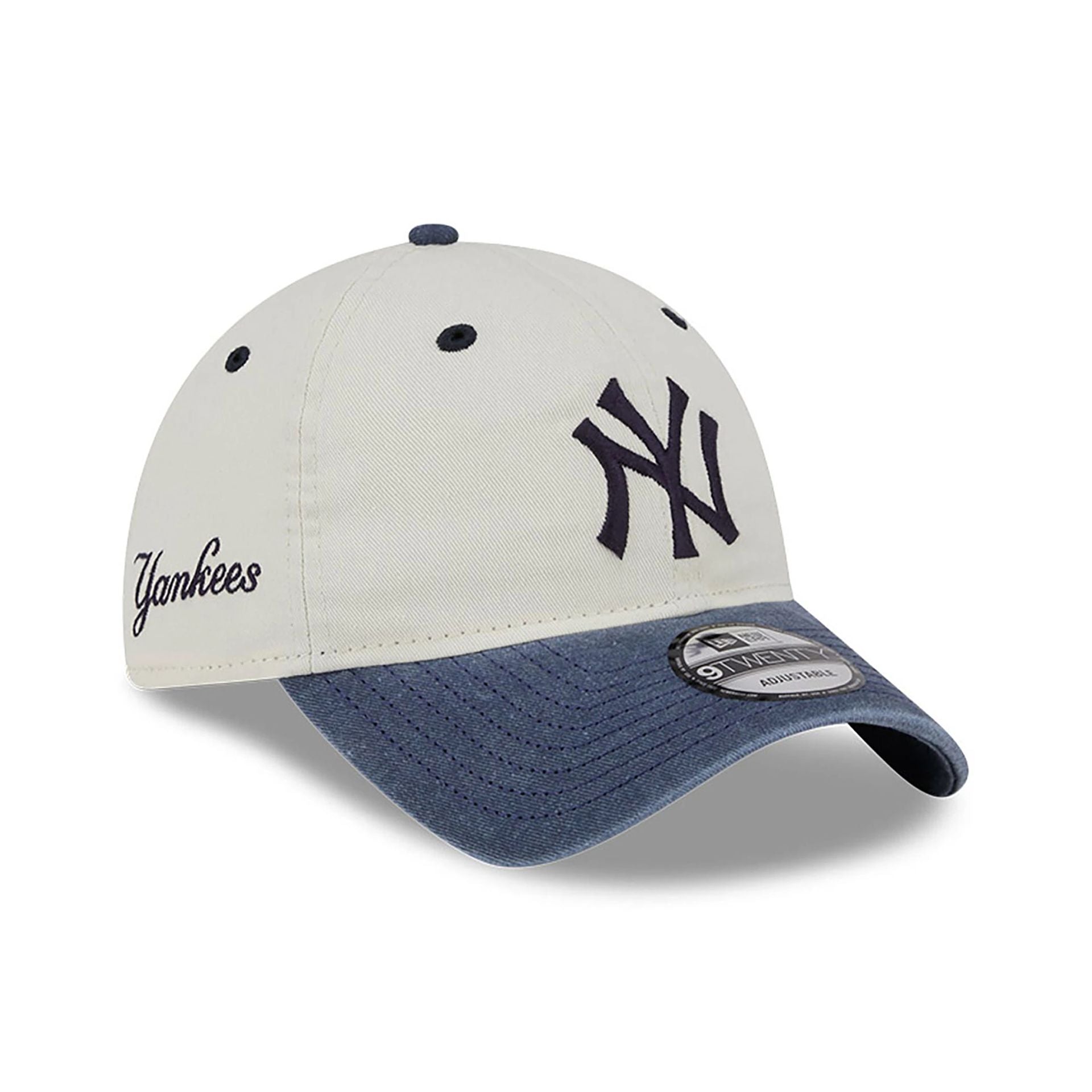 This is a New York Yankees Classic Sidescript White 9TWENTY Adjustable Cap 1