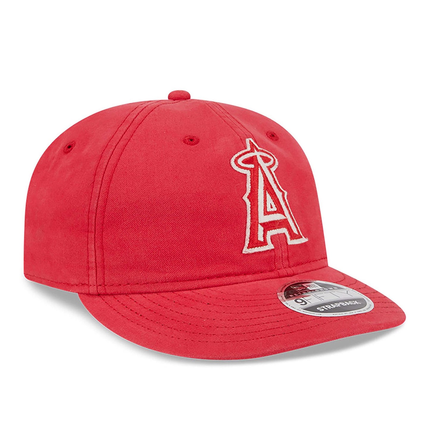 This is a LA Angels Canvas Felt Logo Red Retro Crown 9FIFTY Strapback Cap 4