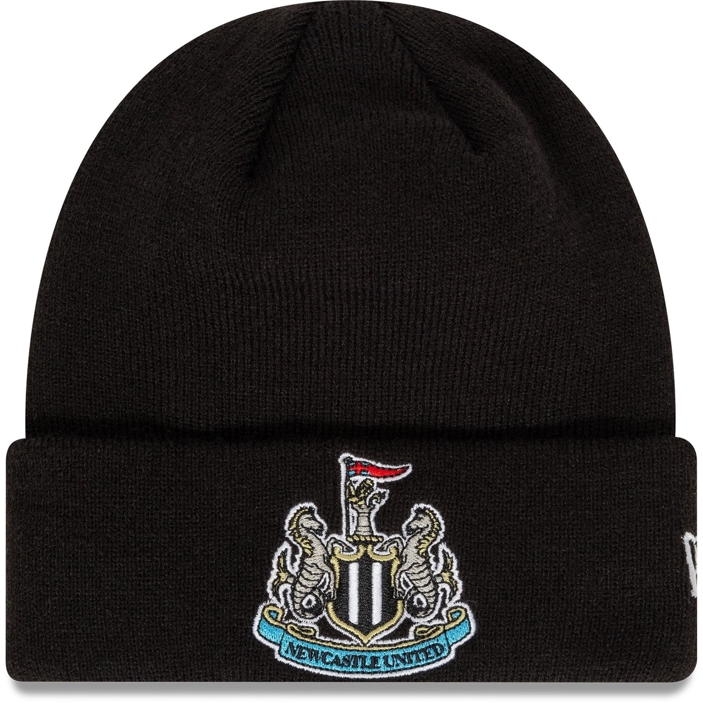 This is a Newcastle United FC Youth Core Black Cuff Knit Beanie Hat 1