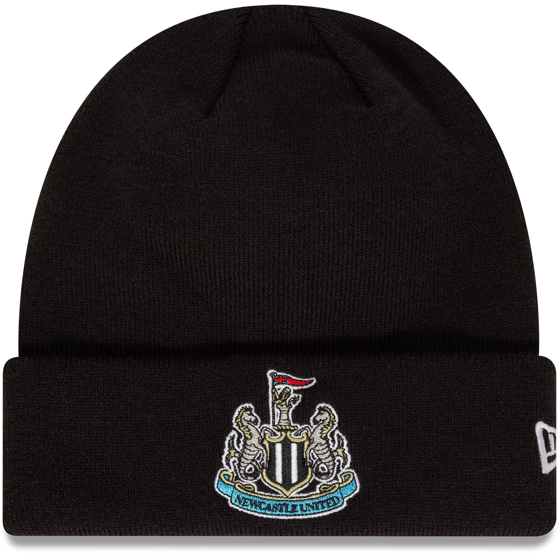 This is a Newcastle United FC Core Black Cuff Knit Beanie Hat 1