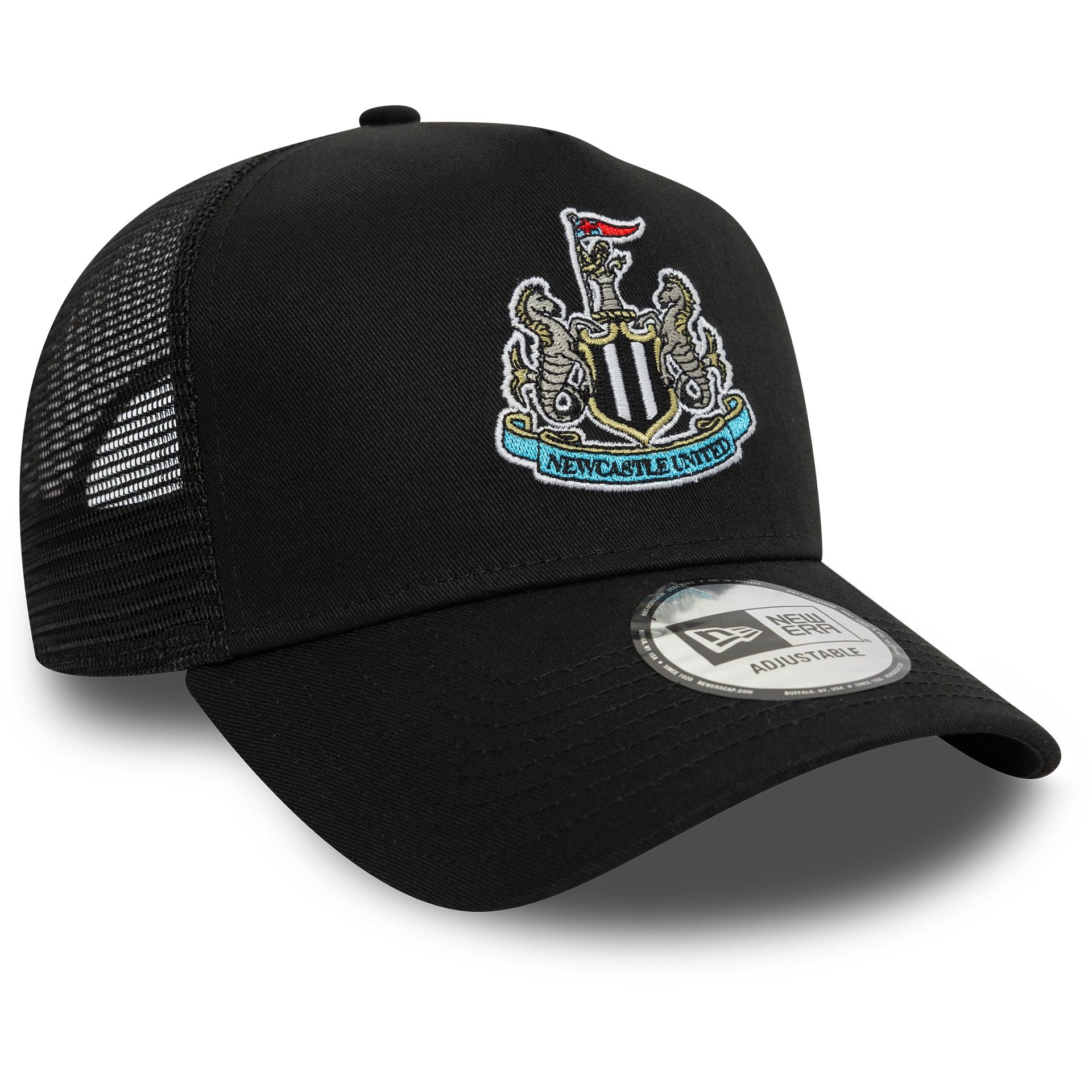 This is a Newcastle United FC Core Black 9FORTY E-Frame Trucker Adjustable Cap 2