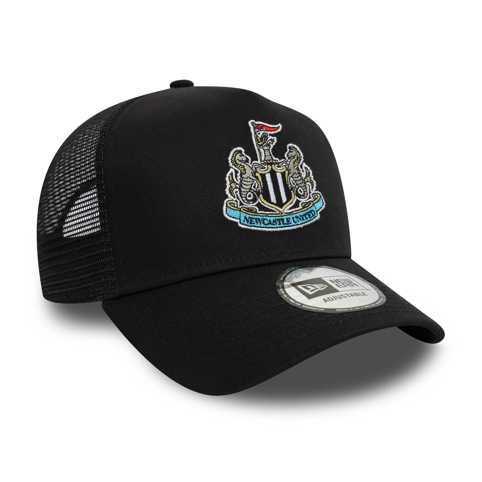 This is a Newcastle United FC Core Black 9FORTY E-Frame Trucker Adjustable Cap 2