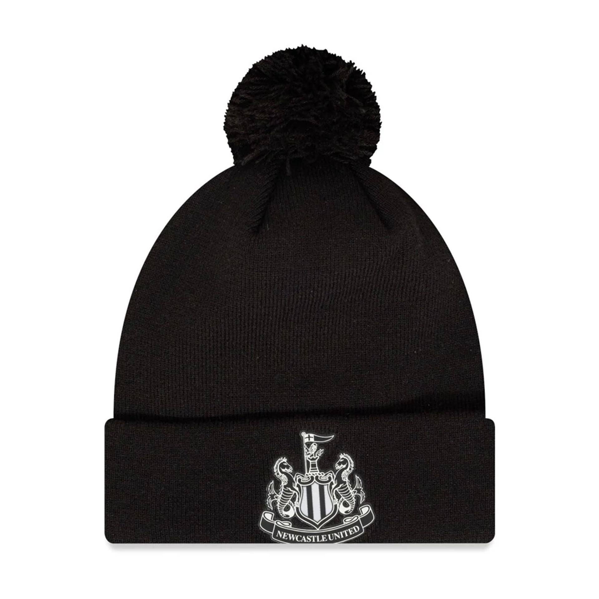 This is a Newcastle United FC Monochrome Black Bobble Knit Beanie Hat 1