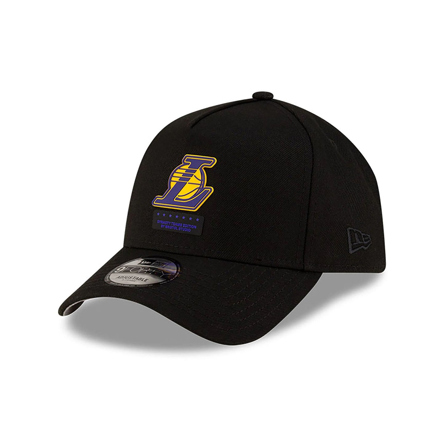 This is a LA Lakers Bristol Studio x NBA Black 9FORTY A-Frame Adjustable Cap 1