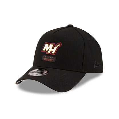 This is a Miami Heat Bristol Studio x NBA Black 9FORTY A-Frame Adjustable Cap 1