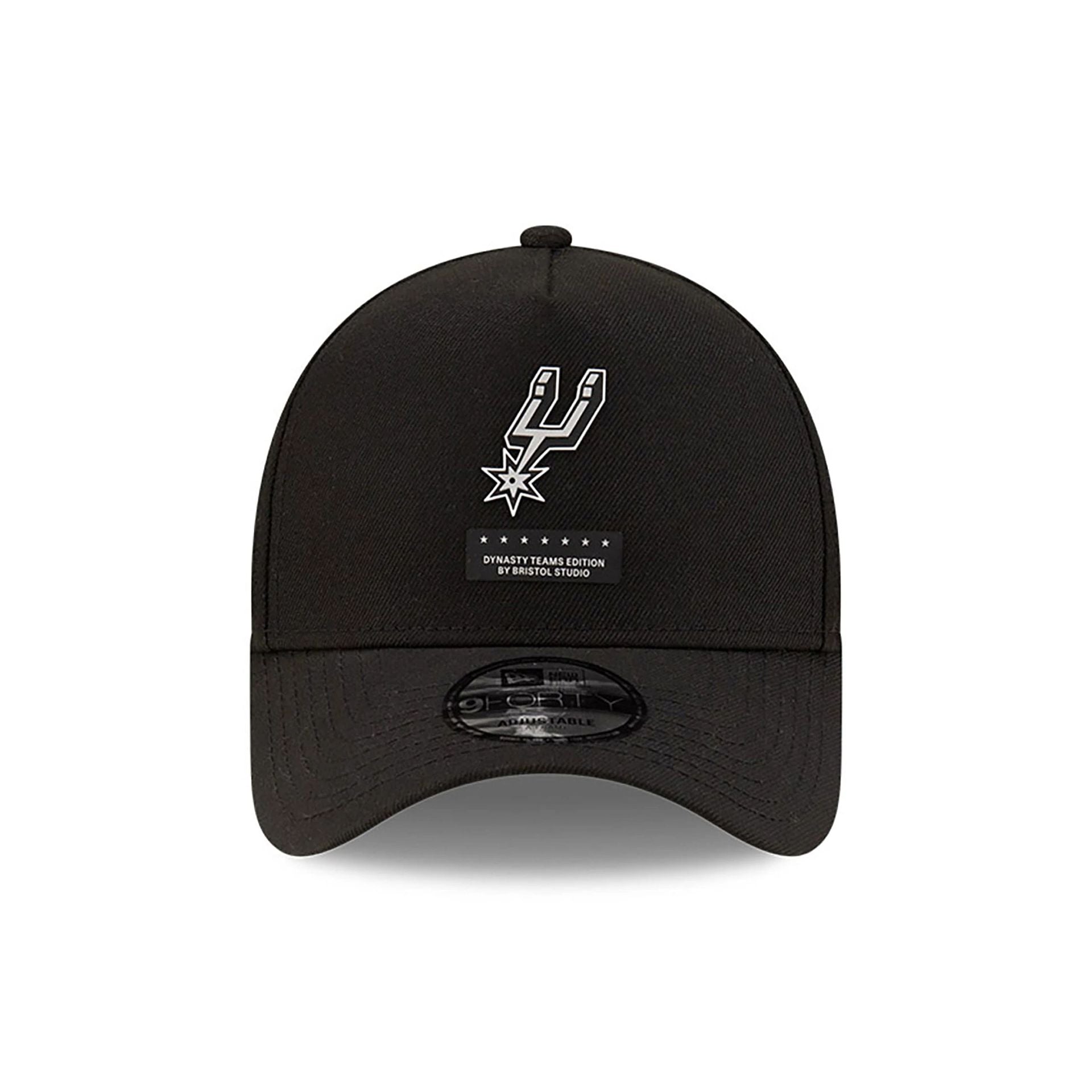 This is a San Antonio Spurs Bristol Studio x NBA Black 9FORTY A-Frame Adjustable Cap 3