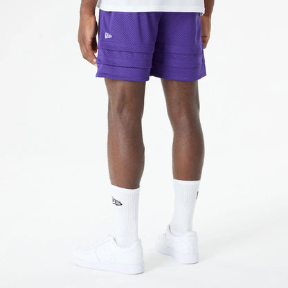 The Male model is wearing LA Lakers Bristol Studio x NBA Purple Shorts 2