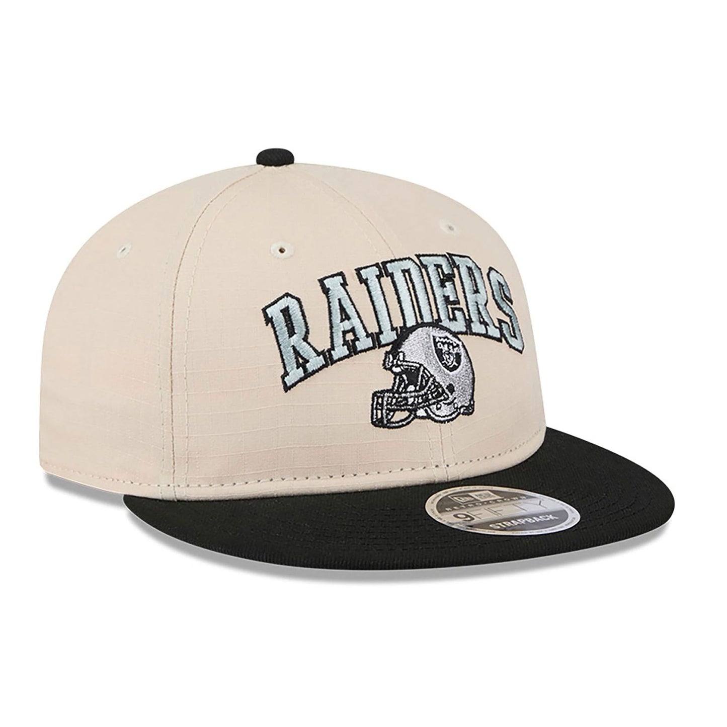 This is a Las Vegas Raiders Historic Helmet Beige Retro Crown 9FIFTY Snapback Cap 4