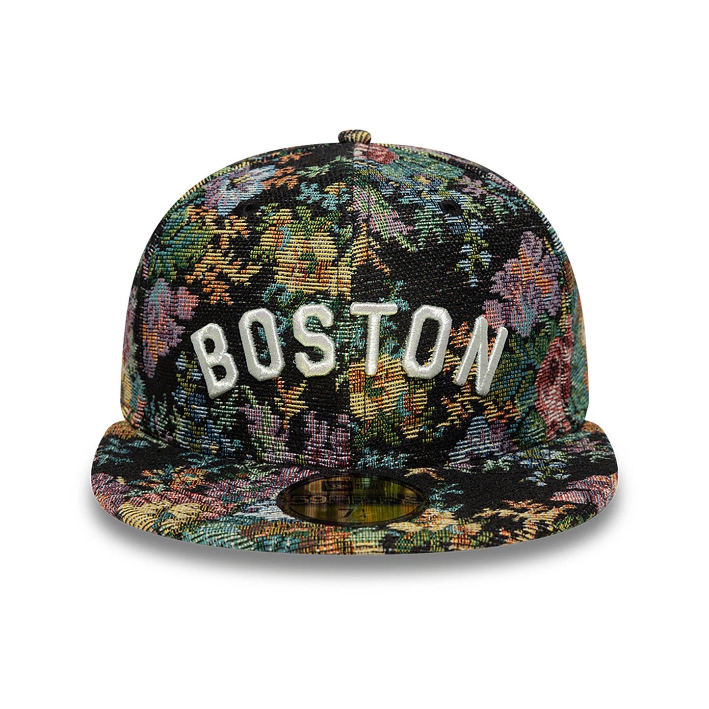 This is a Boston Red Sox Jacquard Patterns All Over Print Black 59FIFTY Fitted Cap 3