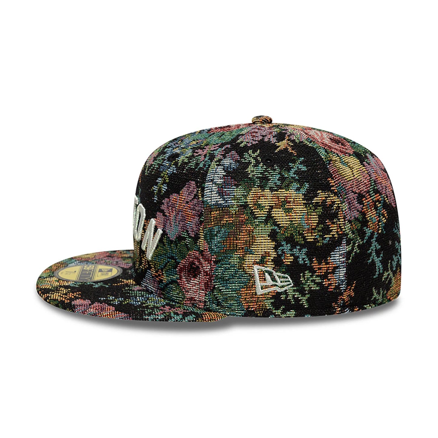 This is a Boston Red Sox Jacquard Patterns All Over Print Black 59FIFTY Fitted Cap 7