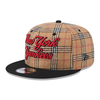 This is a New York Yankees Tan Tartan Beige 9FIFTY Snapback Cap 4