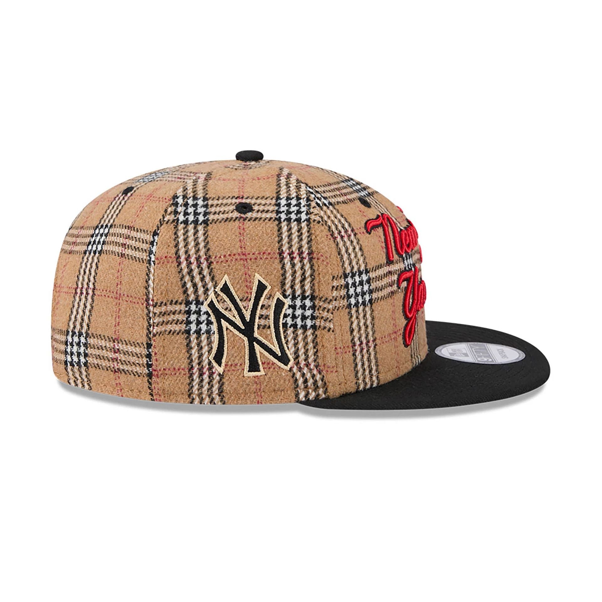 This is a New York Yankees Tan Tartan Beige 9FIFTY Snapback Cap 6