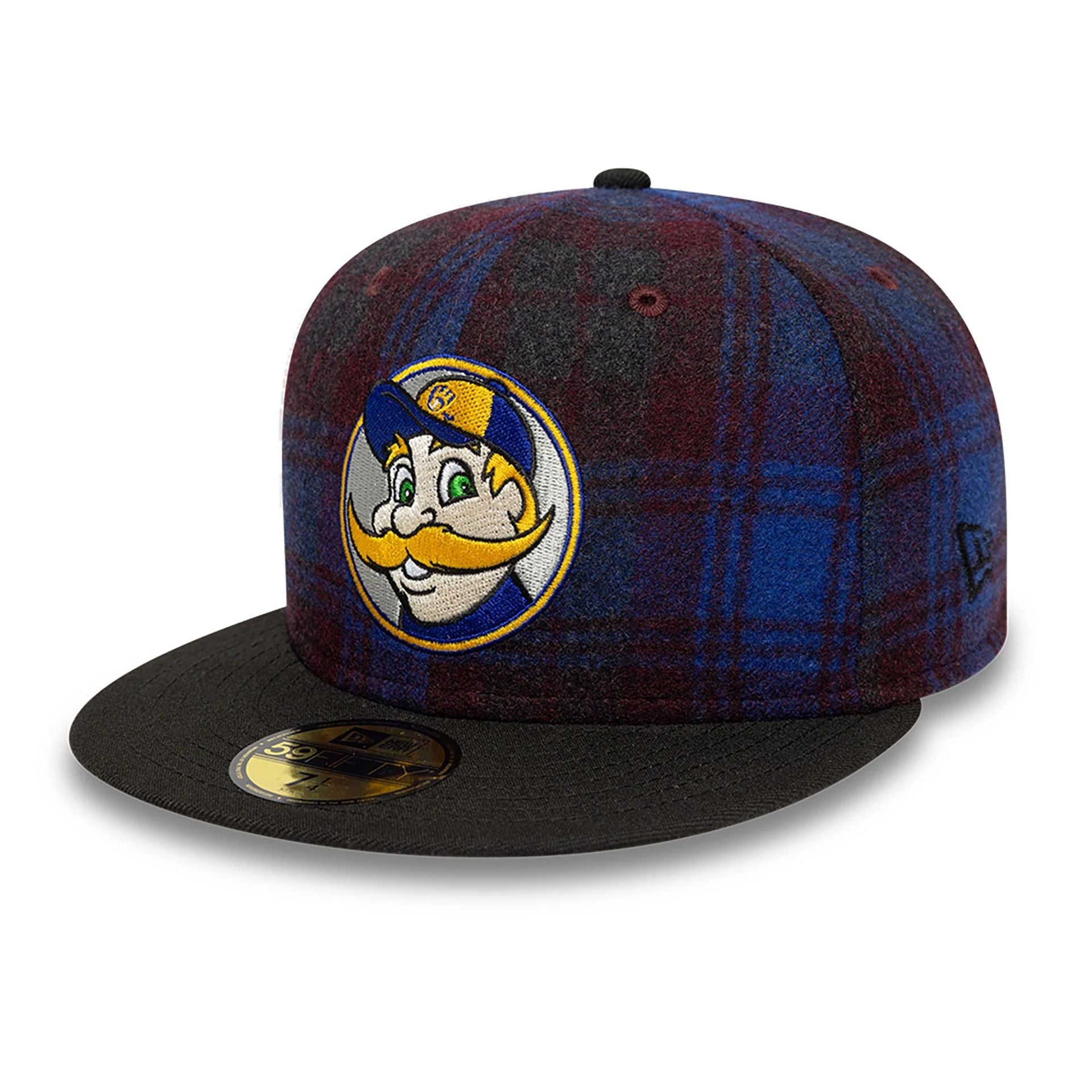 This is a Milwaukee Brewers Mascot Plaid Purple 59FIFTY Fitted Cap 4