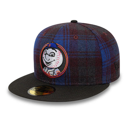 This is a New York Mets Mascot Plaid Purple 59FIFTY Fitted Cap 4