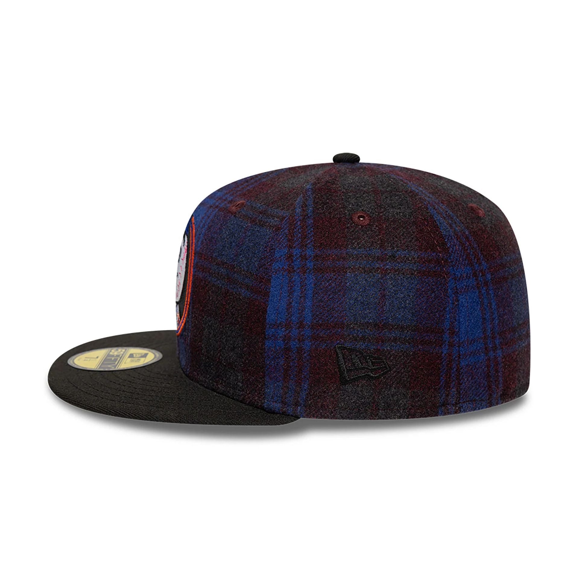 This is a New York Mets Mascot Plaid Purple 59FIFTY Fitted Cap 7