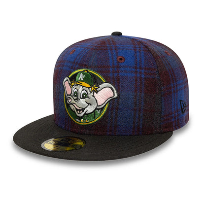 This is a Oakland Athletics Mascot Plaid Open Purple 59FIFTY Fitted Cap 4